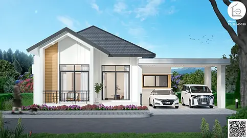 MD042 แบบบ้านโมเดิร์นชั้นเดียว อุบลราชธานี TP Home