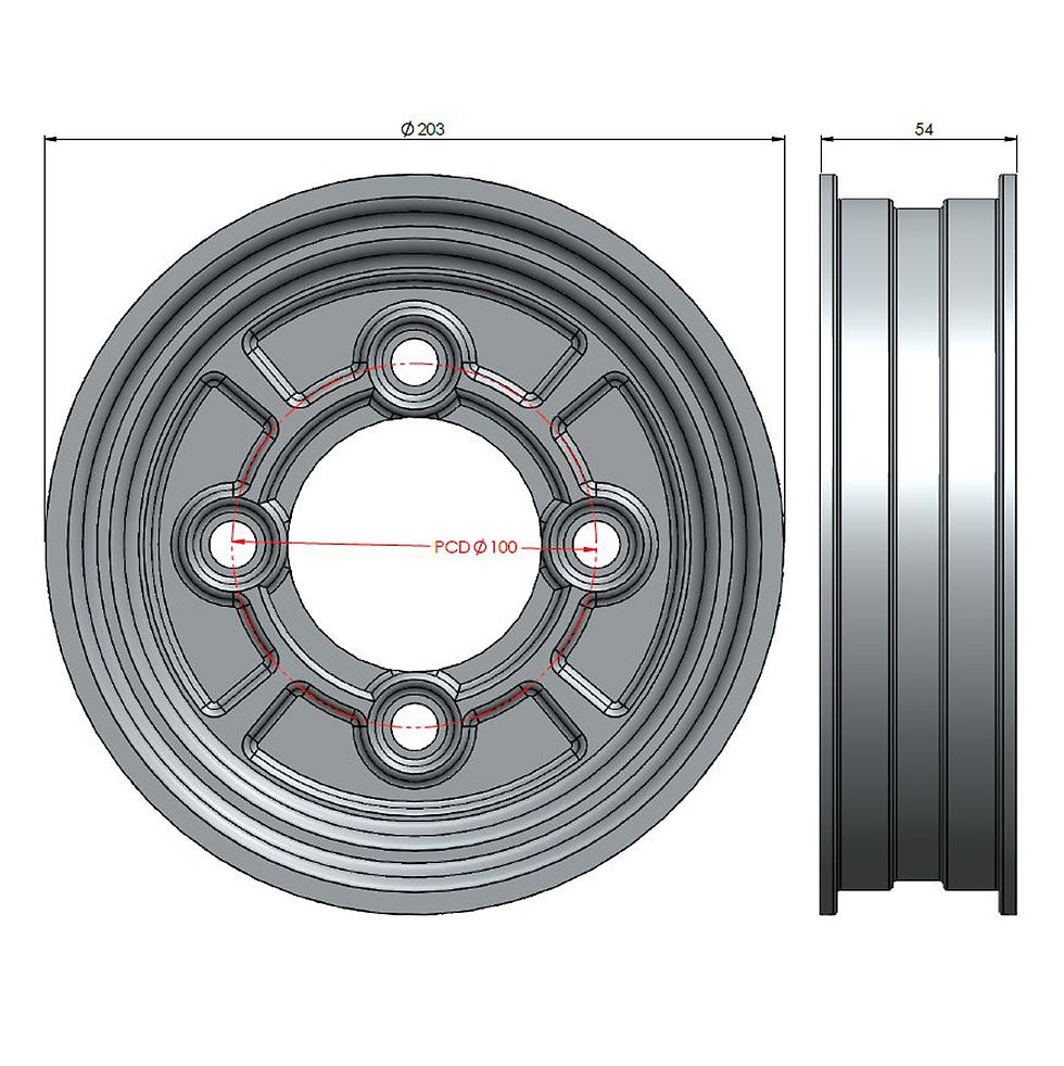 Thumbnail: 8" Wheel Rim 4 x 100mm PCD Studding - SB0302
