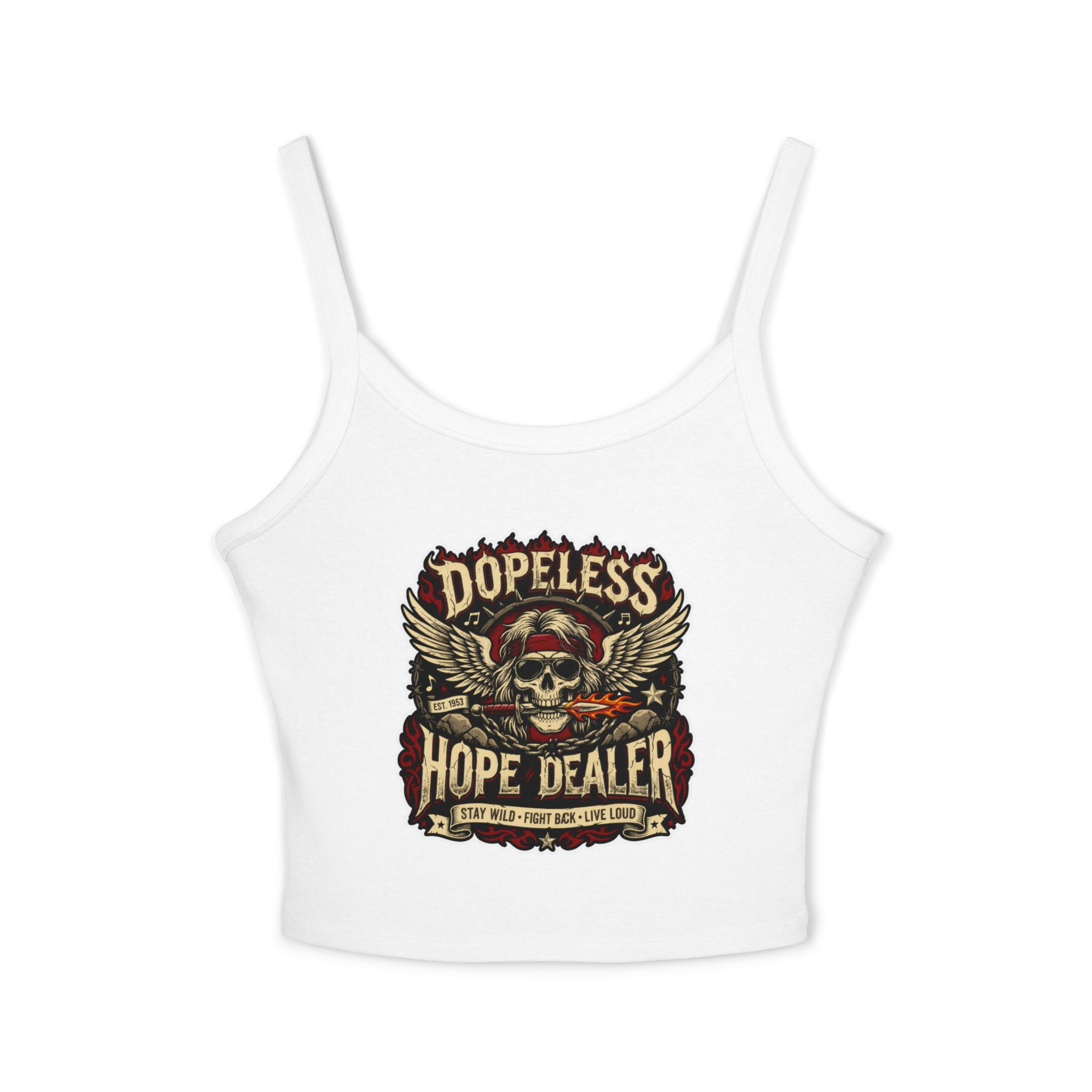 DopeLess Hope Dealer Tank Top — Womens Skull Wing Spaghetti-Strap Crop