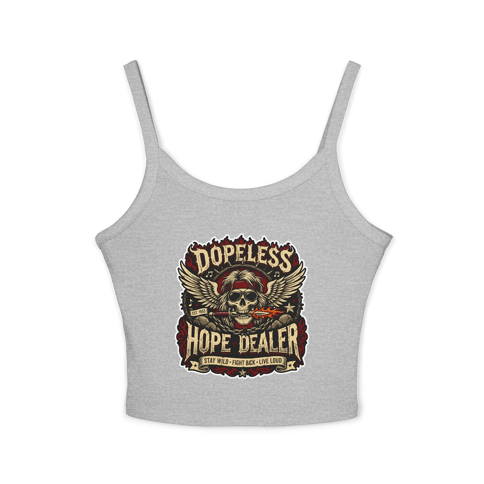 Thumbnail: DopeLess Hope Dealer Tank Top — Womens Skull Wing Spaghetti-Strap Crop