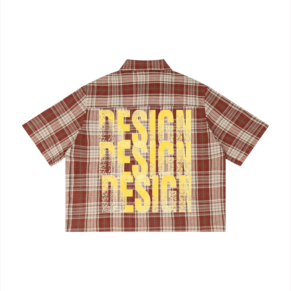 Thumbnail: ‘DESIGN’ Plaid Boxy Short Sleeve Shirt