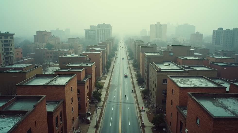 High angle view of a deserted cityscape