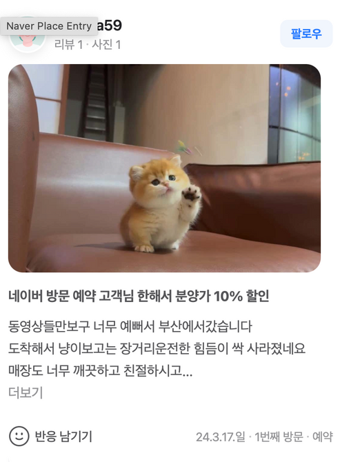 "클릭" 하시면 다양한 입양후기를 보실수 있습니다.