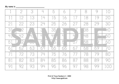Print Trace Numbers 1 100 Pdf Sgald