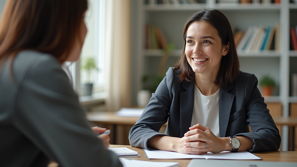 Eye-level view of a person practicing English conversation with a language partner