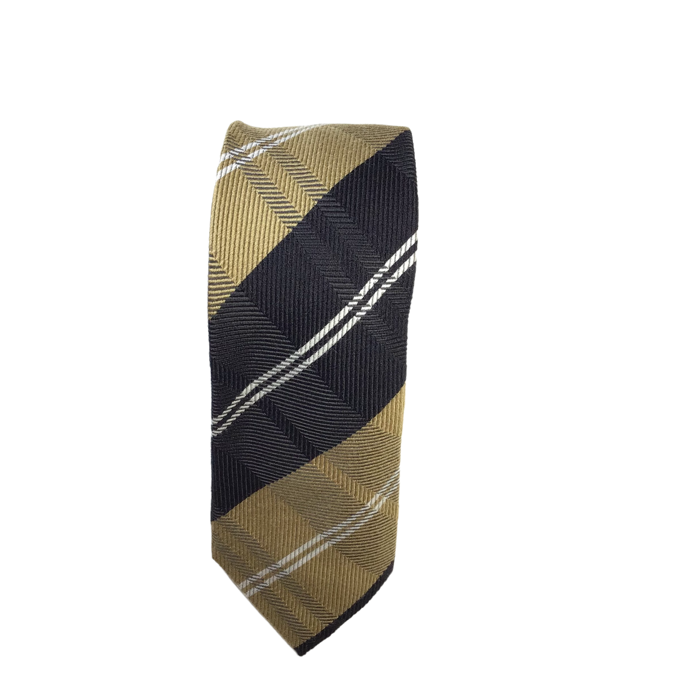 Golden White Stripe Tie