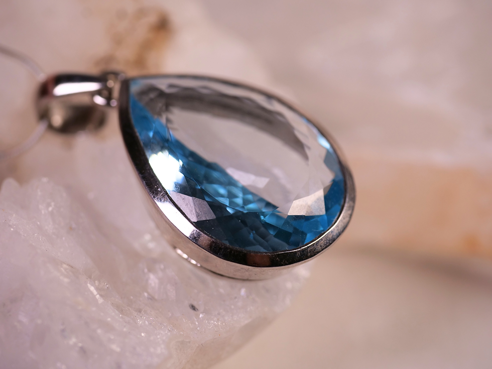 Thumbnail: pendant, blue topaz silver jewelry, blue topaz calm energy, blue topaz communication stone, blue topaz