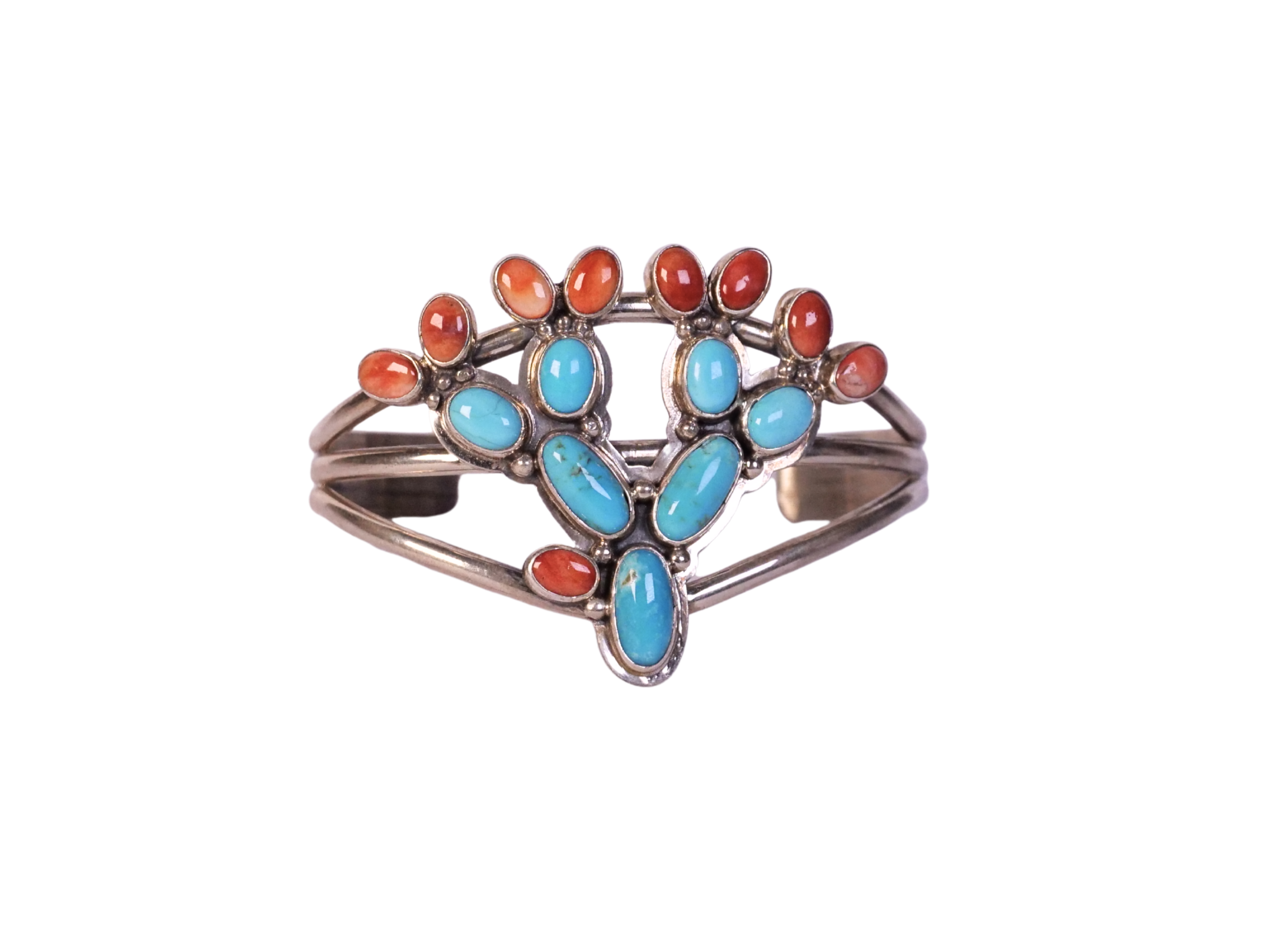 turquoise coral cluster cuff, turquoise and coral cuff bracelet, turquoise cluster cuff, coral cluster cuff,