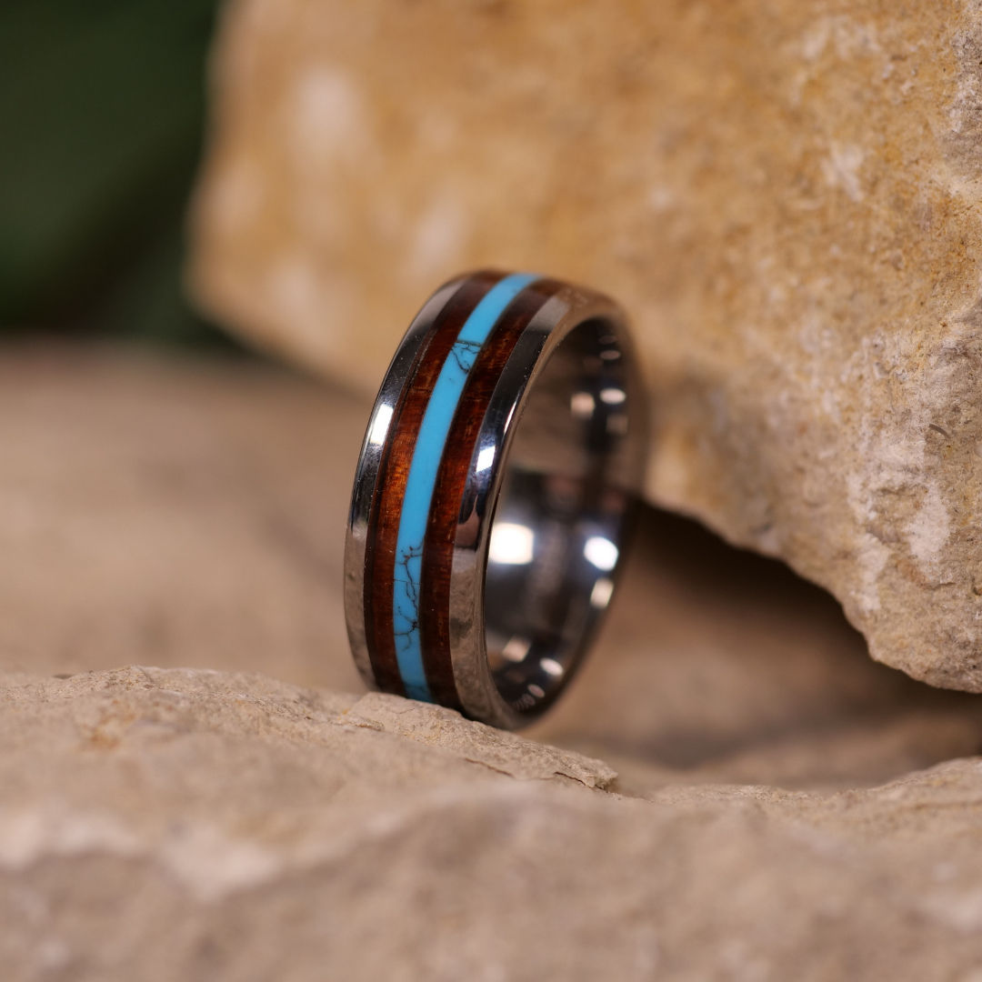 Turquoise & Koa Wood Band
