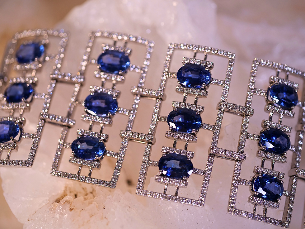 Thumbnail: diamond bracelet SI1 diamond bracelet fine jewelry white gold fine bracelet blue sapphire wide bracelet gemstone bracelet 18k