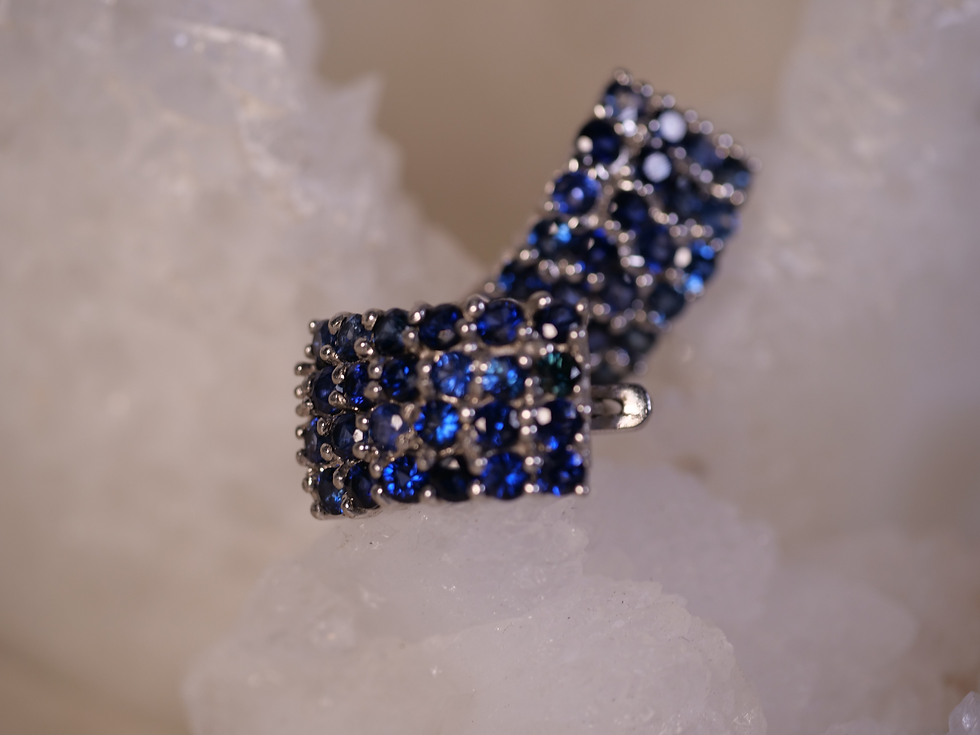 Thumbnail: Montana boutique earrings Bozeman snap-in hoop earrings gemstone row hoops sapphire jewelry statement piece women's sapphire