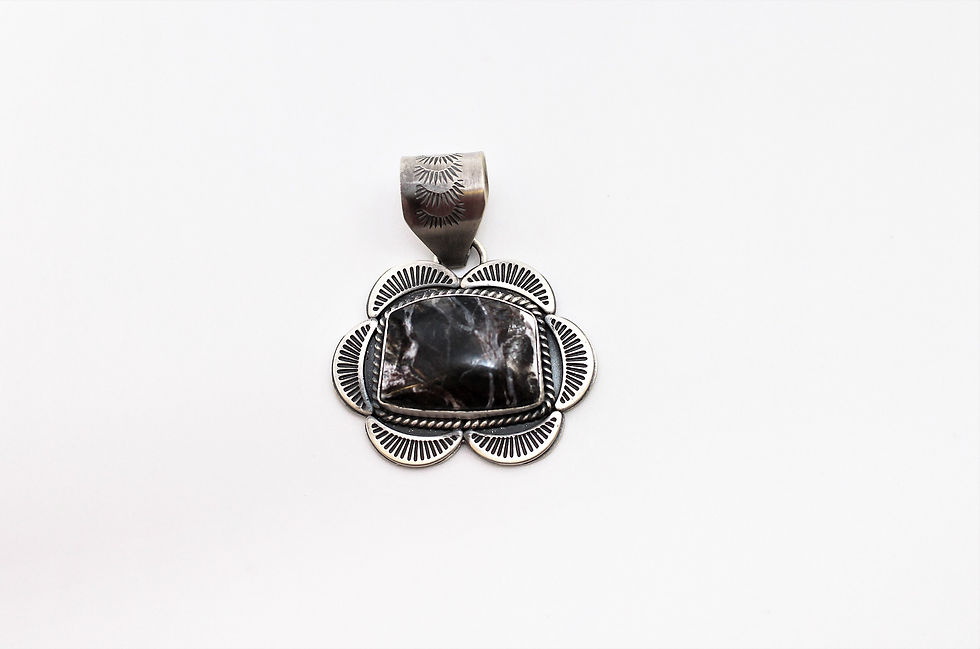 Thumbnail: While Buffalo Turquoise Sterling silver pendant