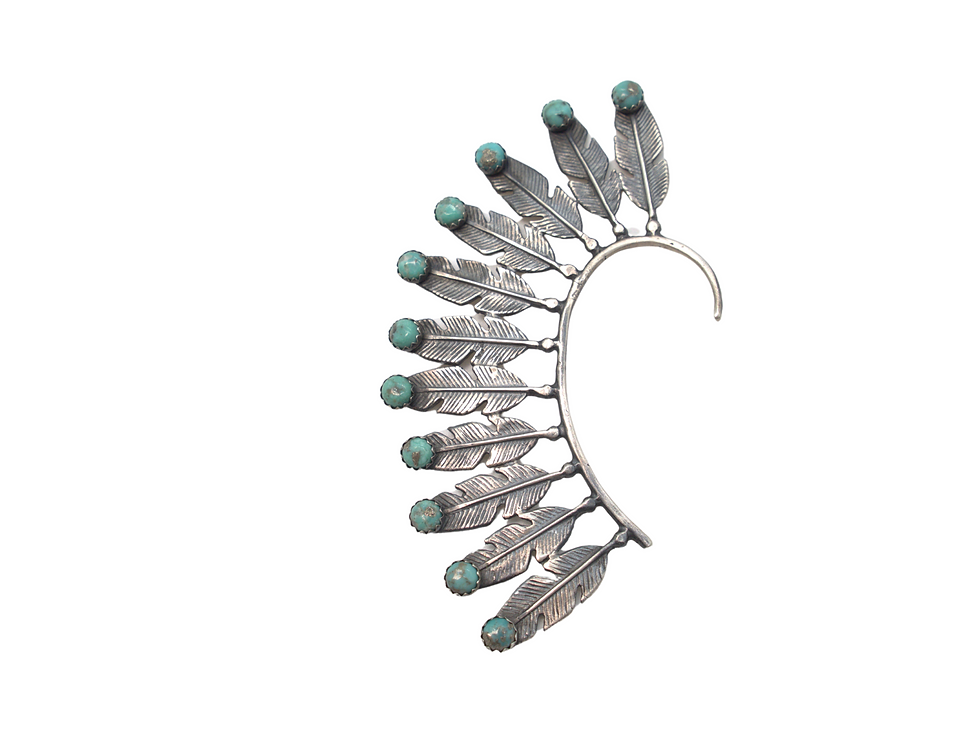 Navajo Turquoise Feather Ear Cuff
