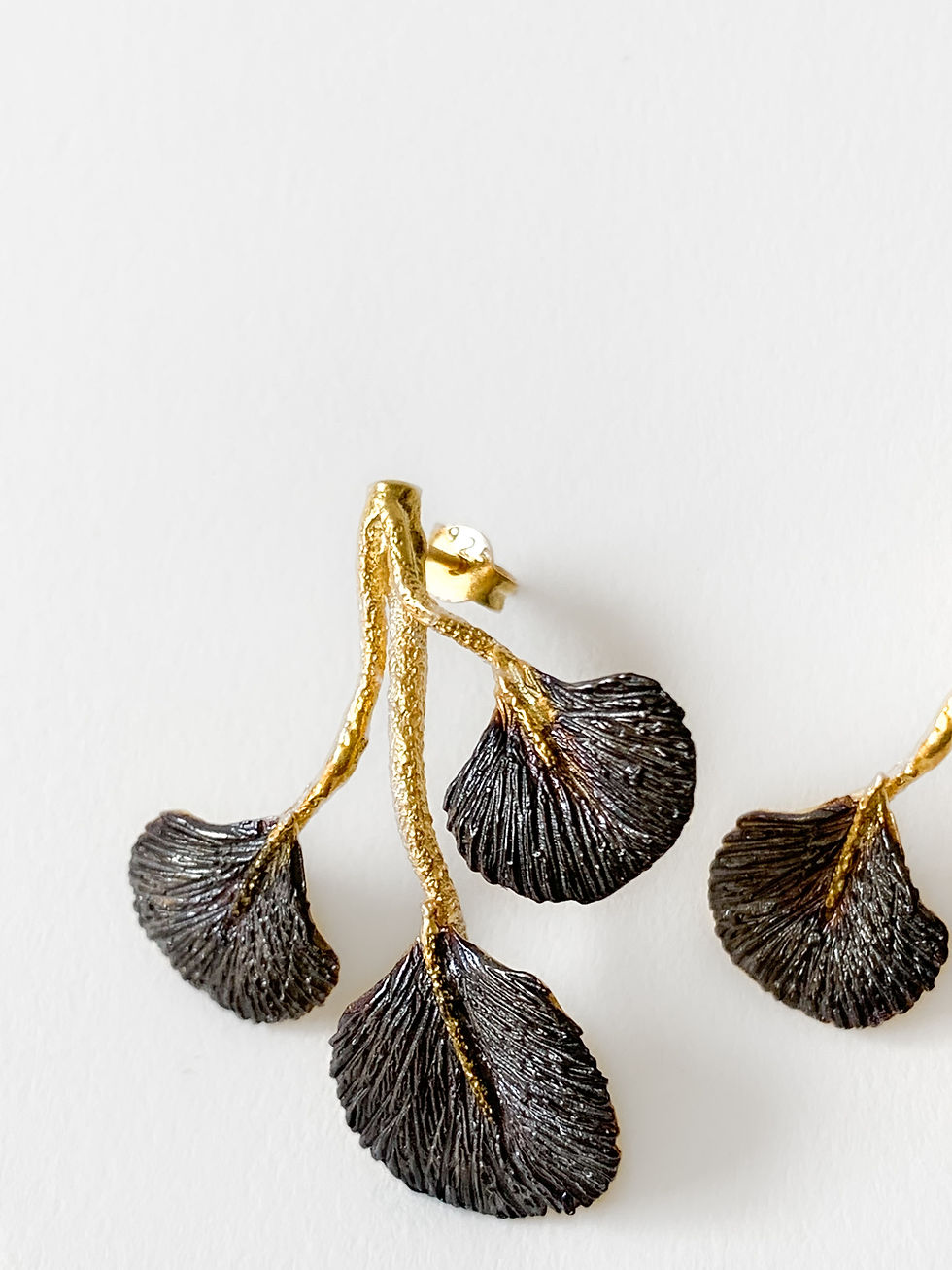 Thumbnail: Tri Leaf Engraved Post Earrings