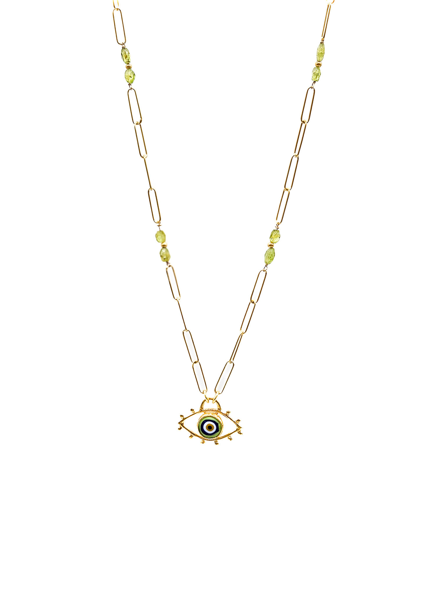 Peridot Evil Eye Necklace 