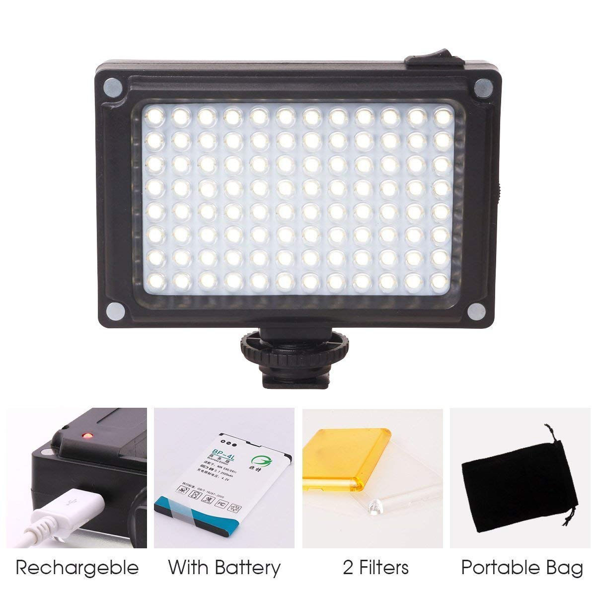 Rechargeble 96 LED Video Light,Ulanzi Porcket Mini on Camera Led Light with 2500