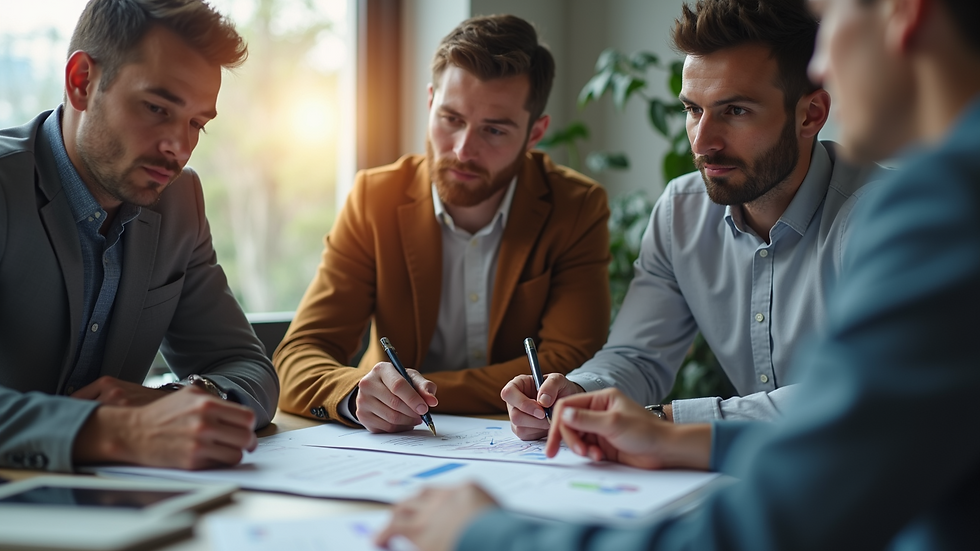Close-up of a marketing team discussing brand strategy