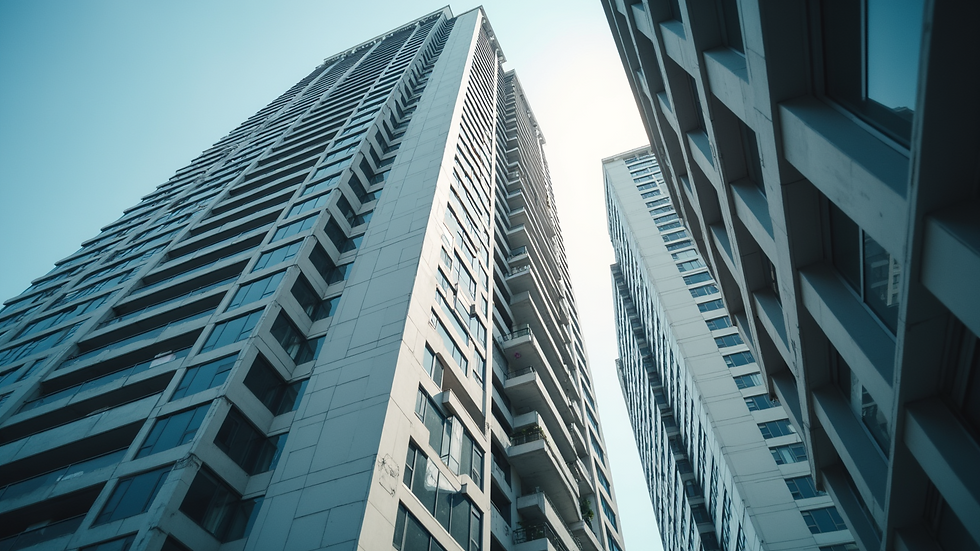 Eye-level view of a modern apartment building showcasing real estate investment opportunities