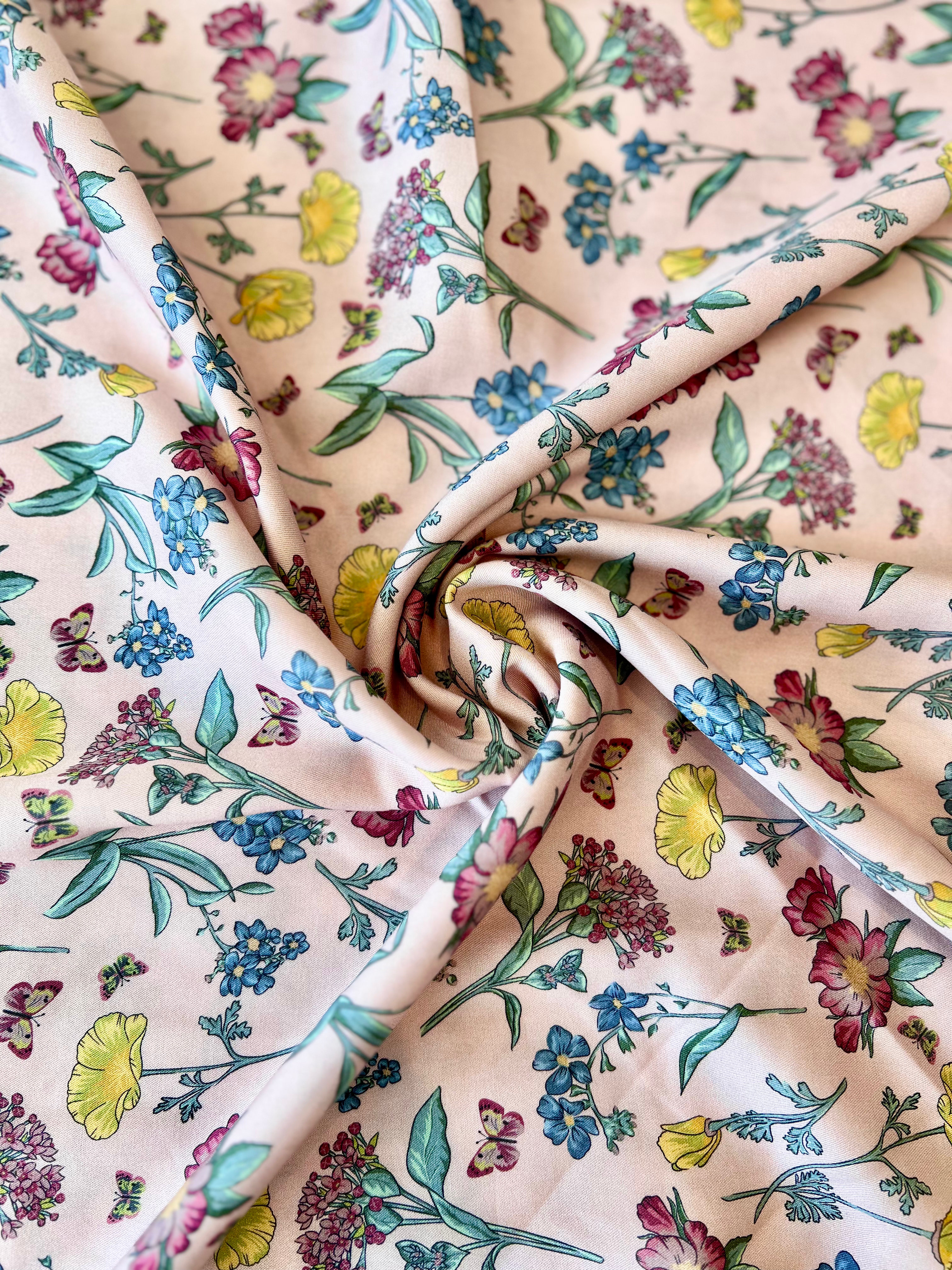 Viskose Blomstereng, Rosa/multi