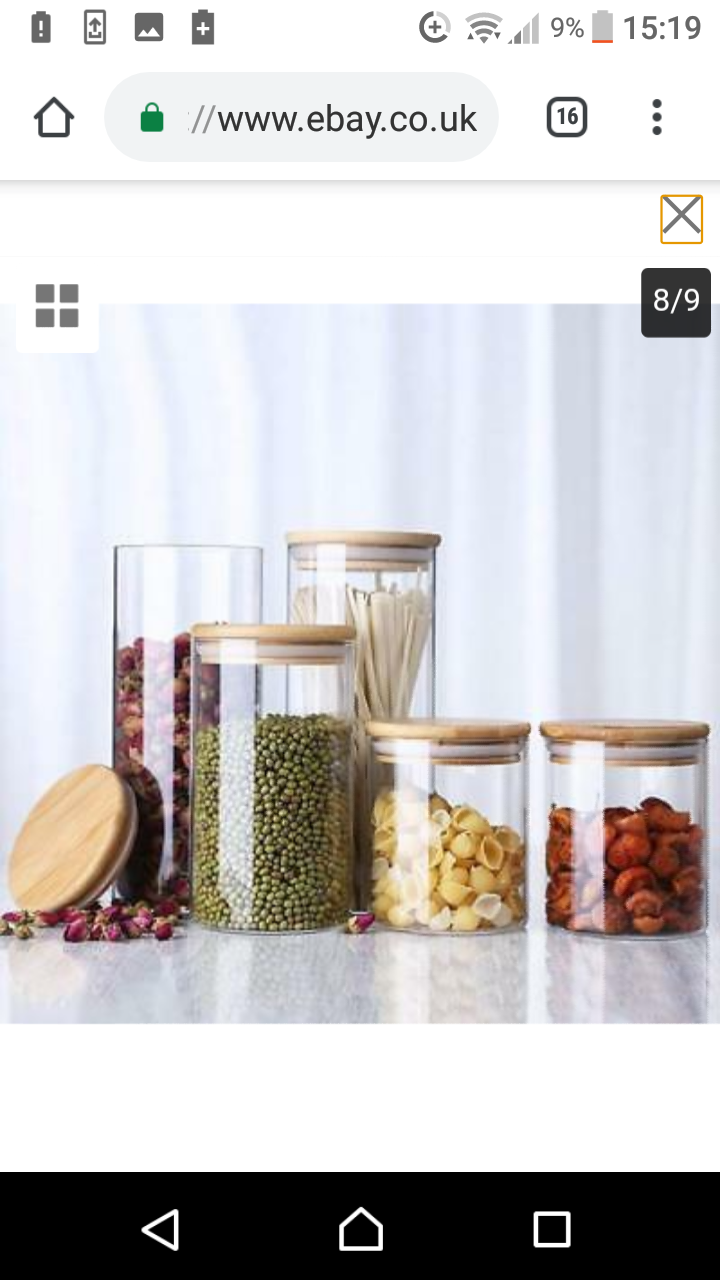 Thumbnail: set of 3 1000ml glass bamboo lid versitile jars