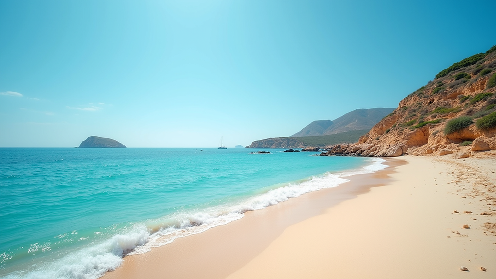 Wide angle view of Saïdia beach with clear blue waters