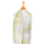 Thumbnail: White Silk Scarf with Golden Green leaf Design