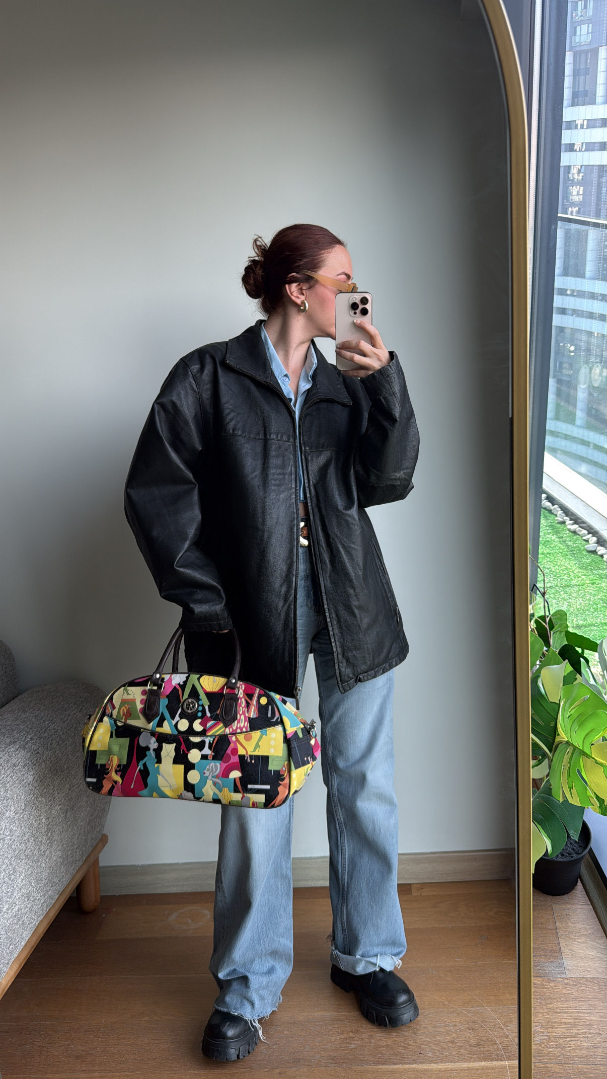 Vintage Angelo Litrico İtaly Gerçek Deri Mont