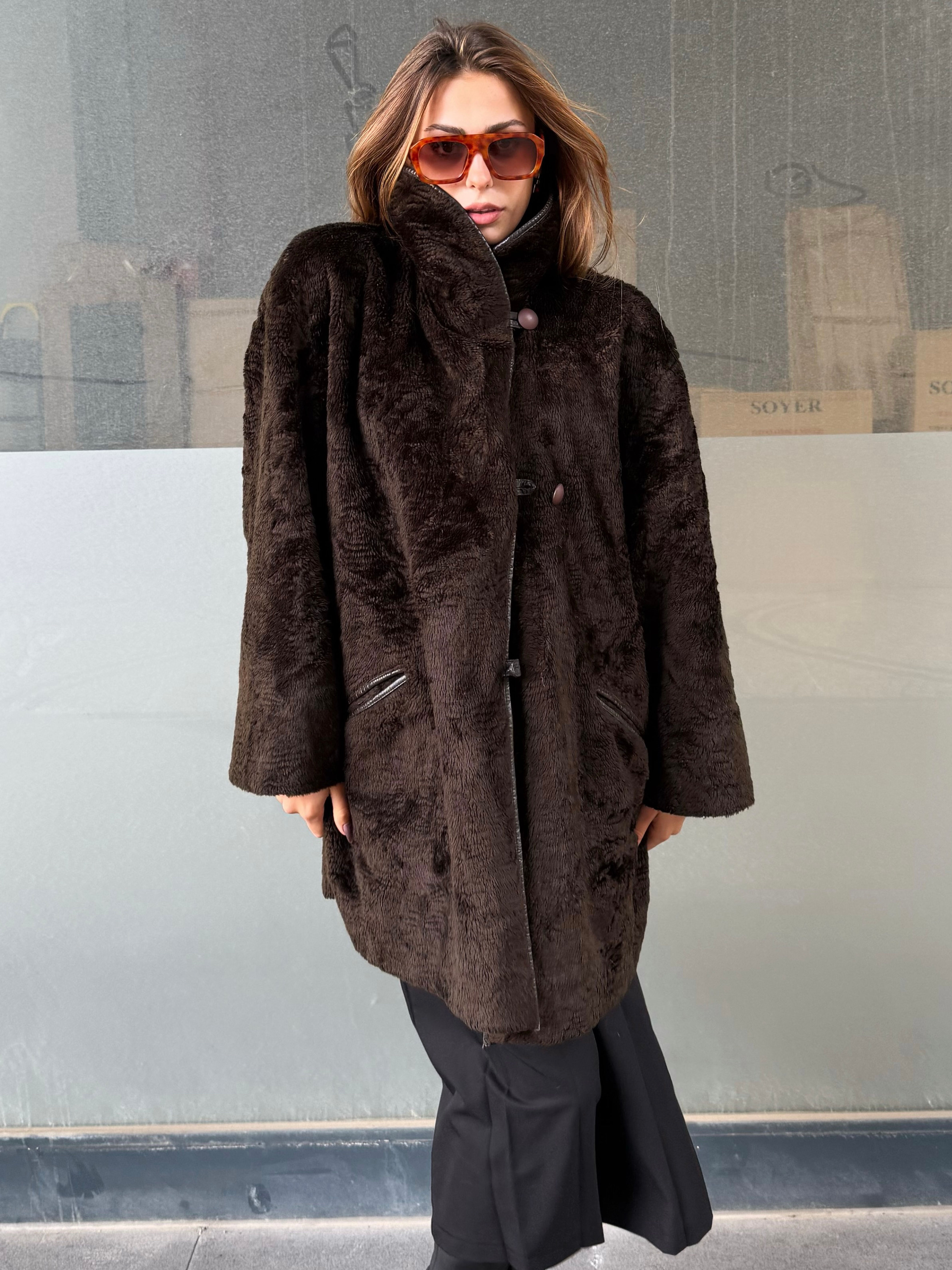 Vintage Çift Taraflı Oversize Kaban