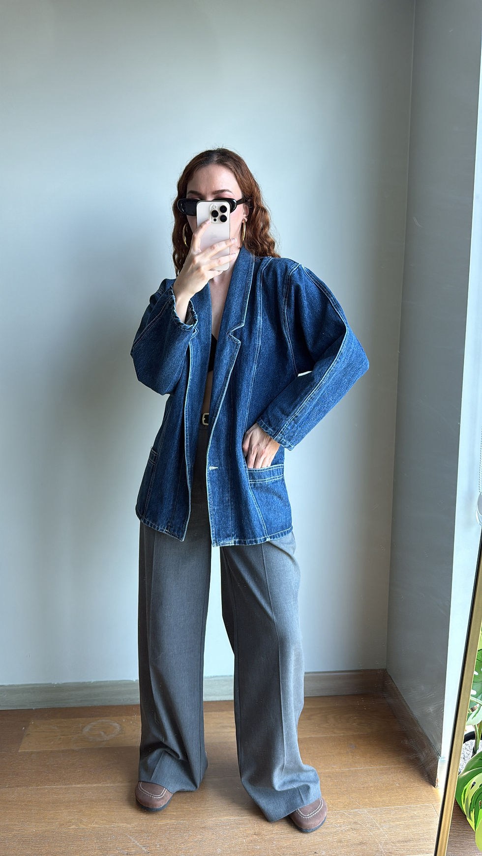 Küçük resim: Vintage 90’s Balon Kol Jean Ceket