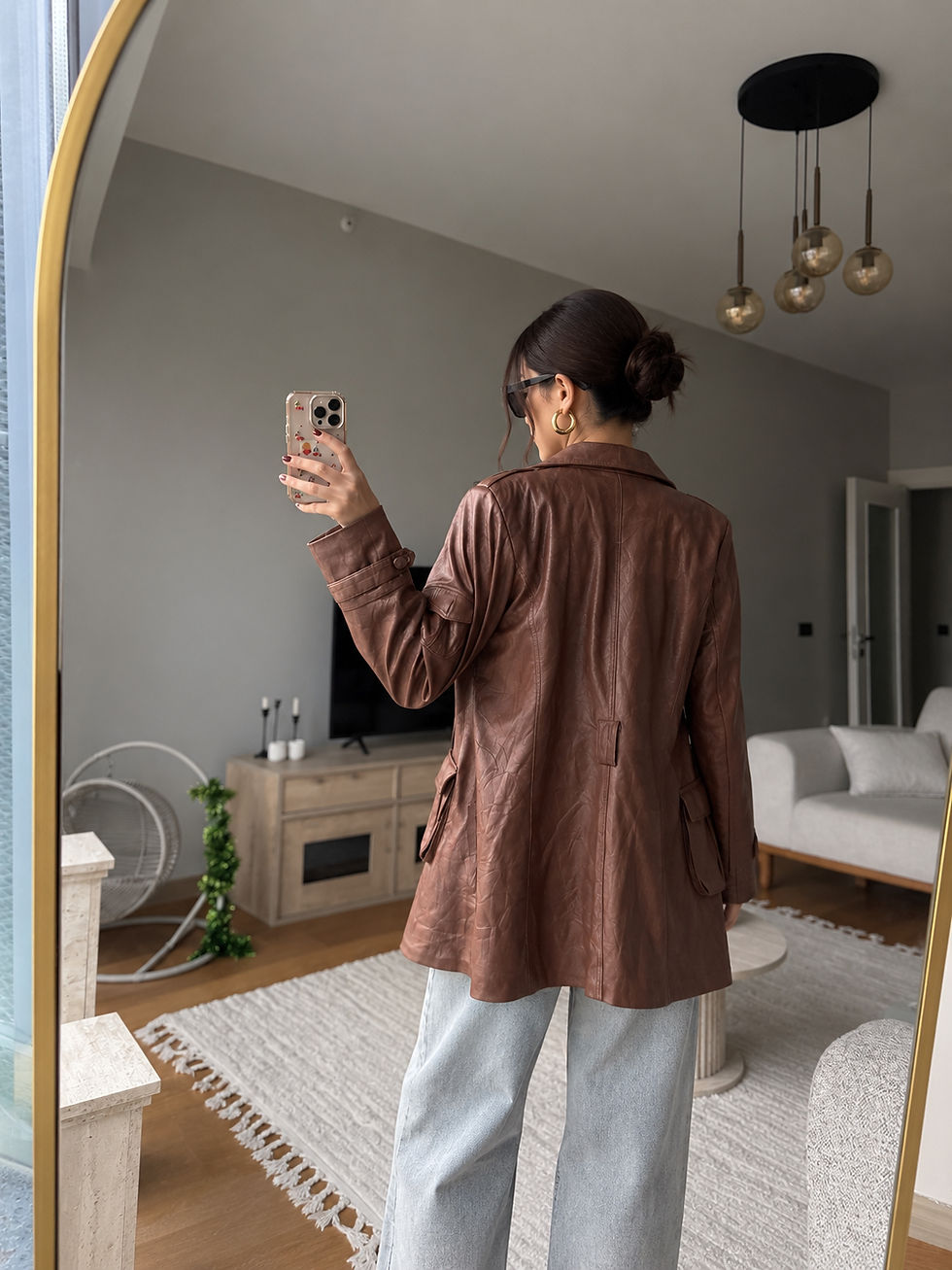Küçük resim: Vintage Suni Taba Deri Ceket