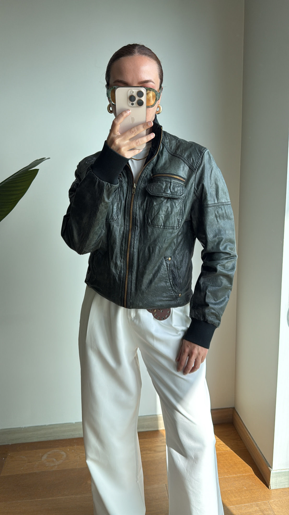 Vintage Jack Jones Gerçek Deri Bomber