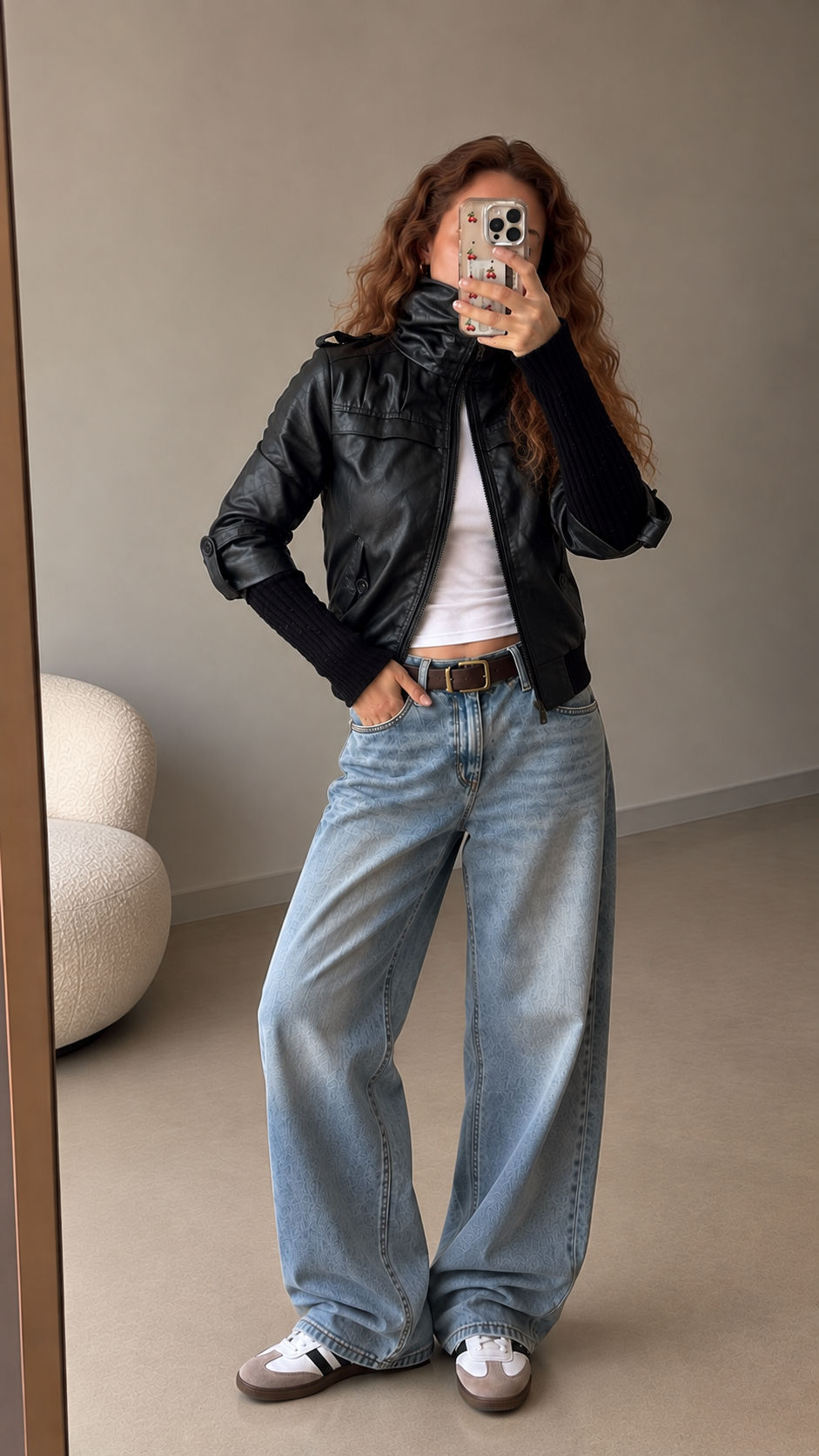 Küçük resim: Vintage Fitted Suni Deri Ceket