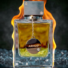 mens cologne nightclub by armaf with flaming background shot by Calgary product