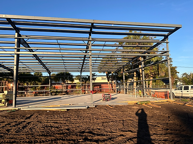 steel frame construction on blue sky