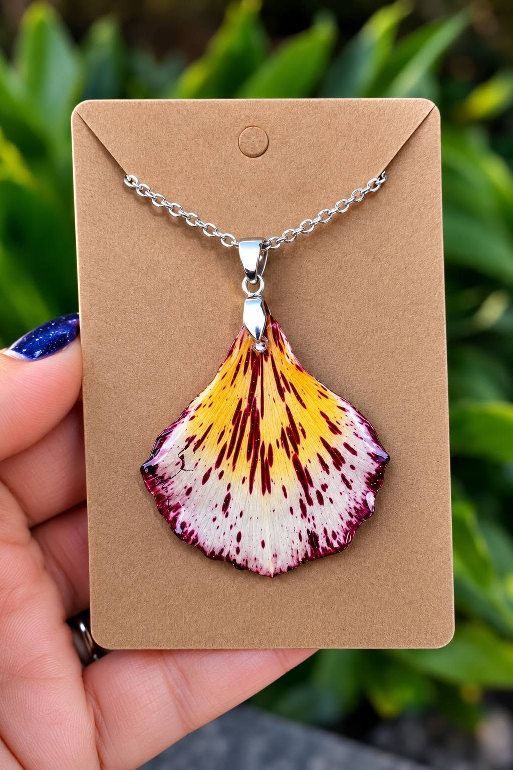 Flamboyan petal necklace
