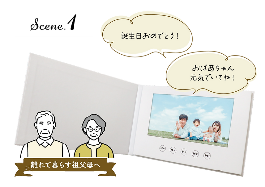 彼女への記念日やプロポーズ、祖父・祖母の還暦・喜寿・米寿などの長寿祝い、職場の上司や同僚への送別・退職祝いに「ムービーアルバム」で動画をプレゼント