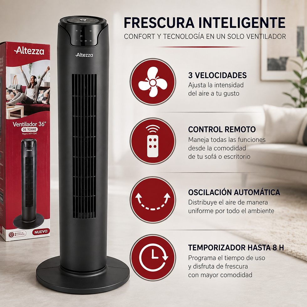 Miniatura: Ventilador de Torre Altezza 36" 88 cm ATF-FZ41 – Control Remoto, 3 Velocidades