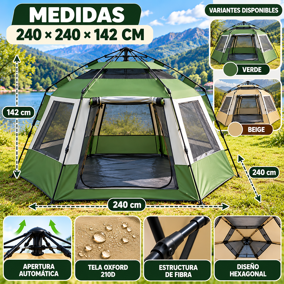 Miniatura: Carpa Hexagonal Automática 240x240x142 cm