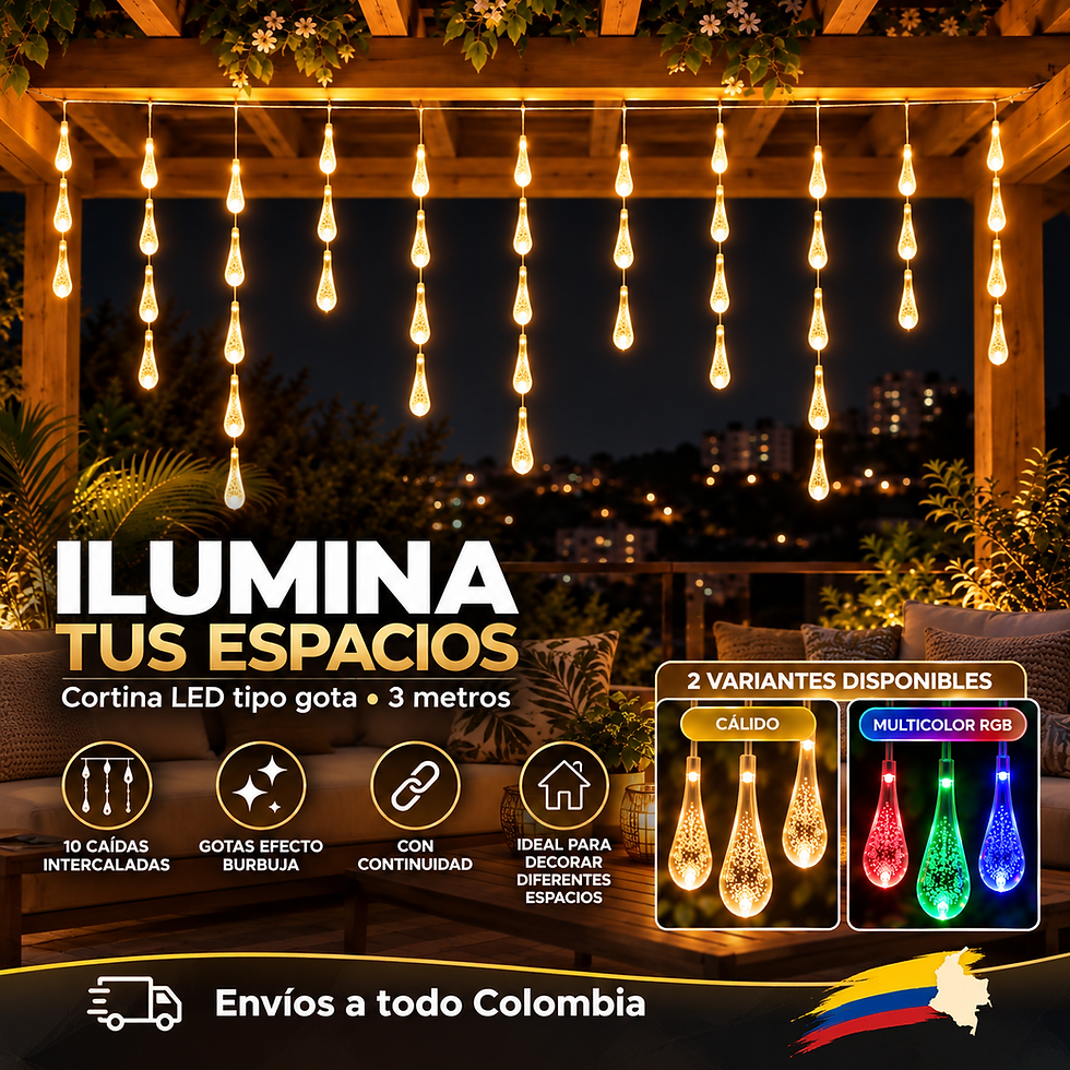 Miniatura: Cortina LED Gota Lágrima X 48 Burbuja 3 Metros