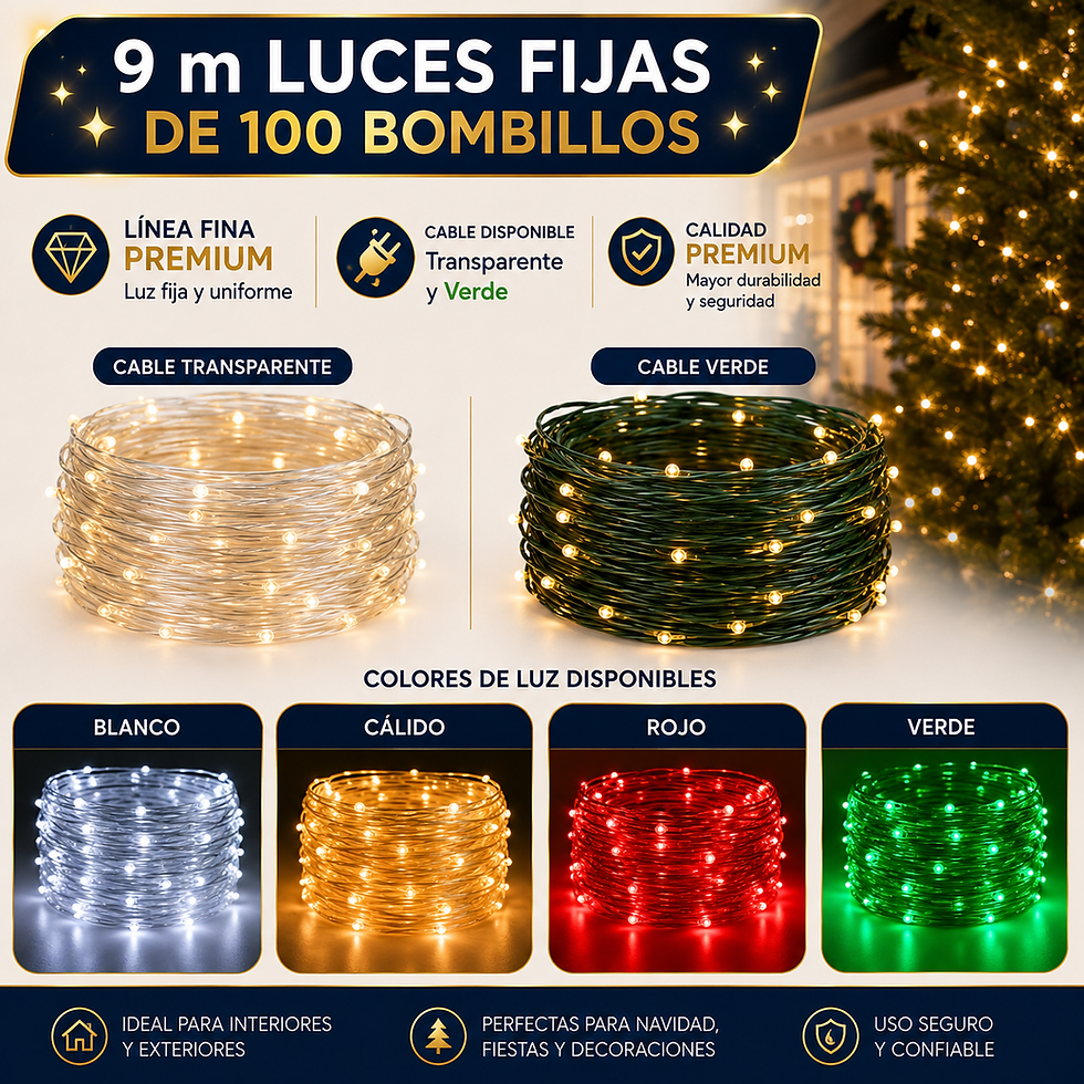 Miniatura: 9 Metros De Luces Premium FIJA Lineal De 100 LED