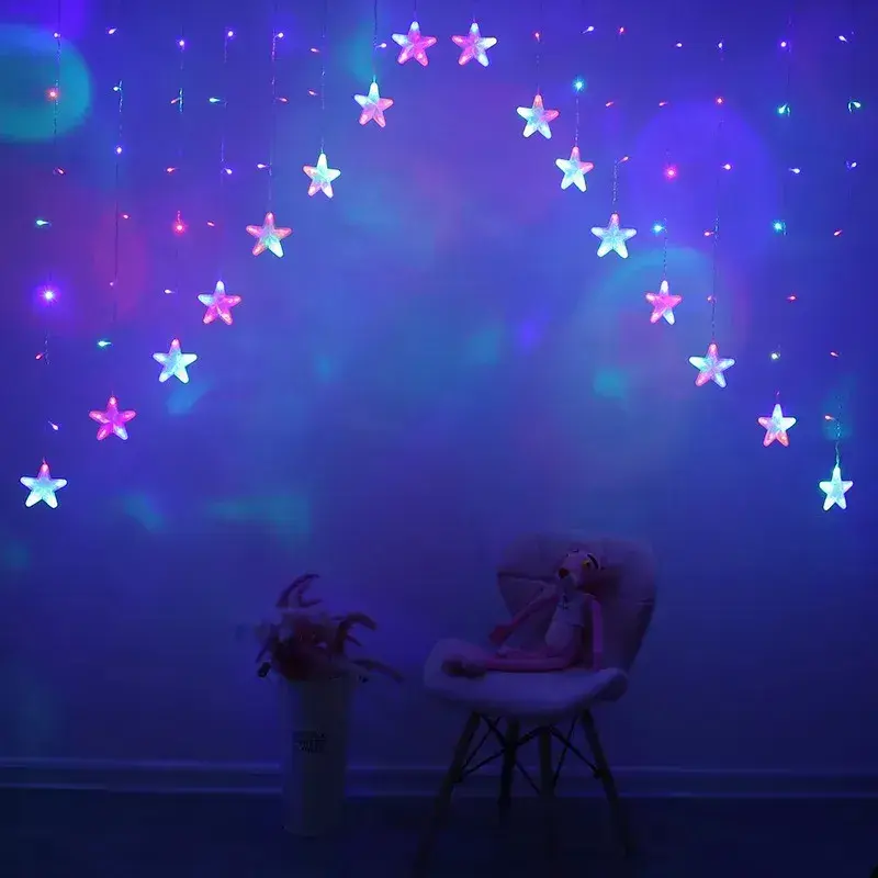 Miniatura: Cortina V Punta Estrella X 136 Luces 3 Metros De Ancho