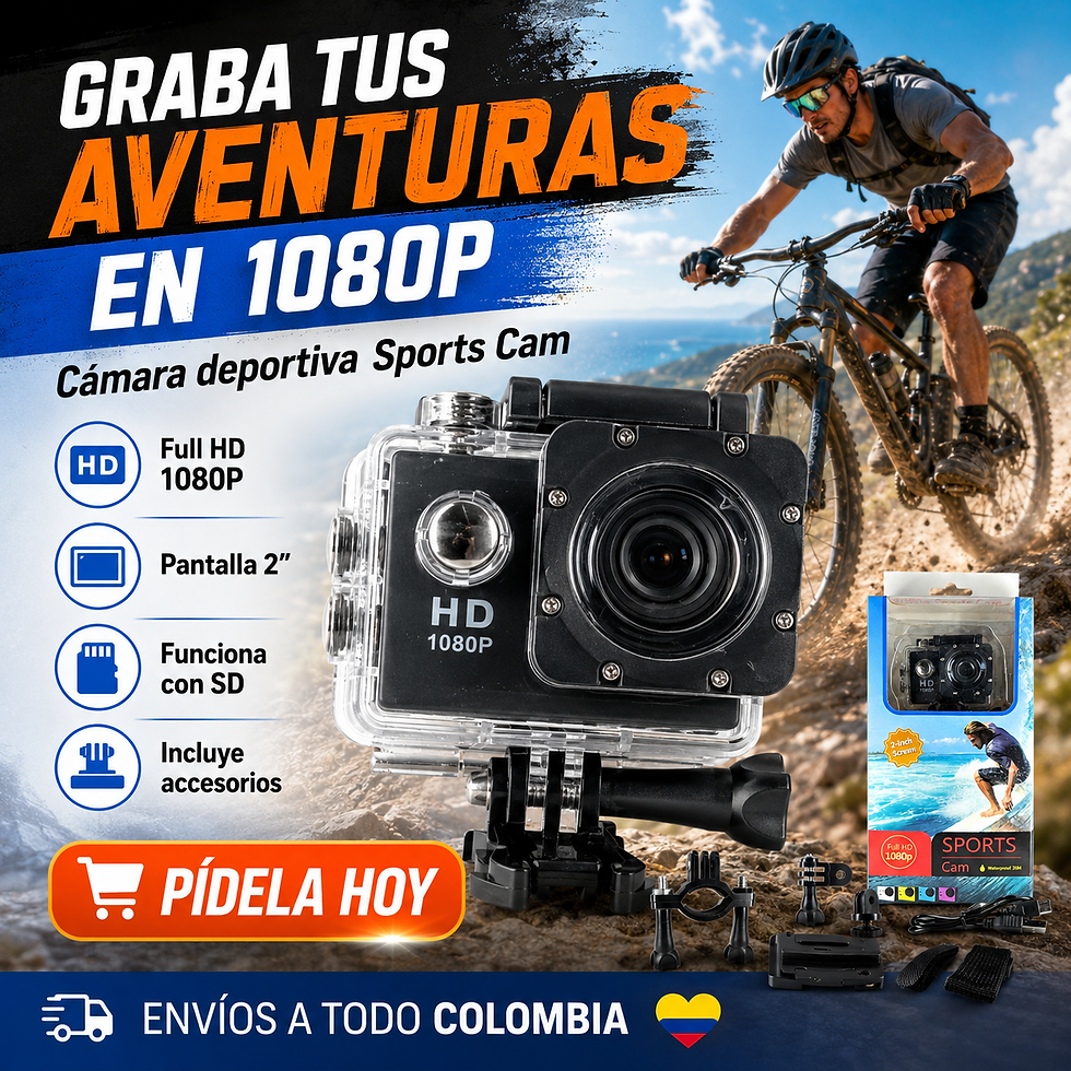 Miniatura: Camara Deportiva Sports Cam 1080P Tipo GoPro Con Accesorios