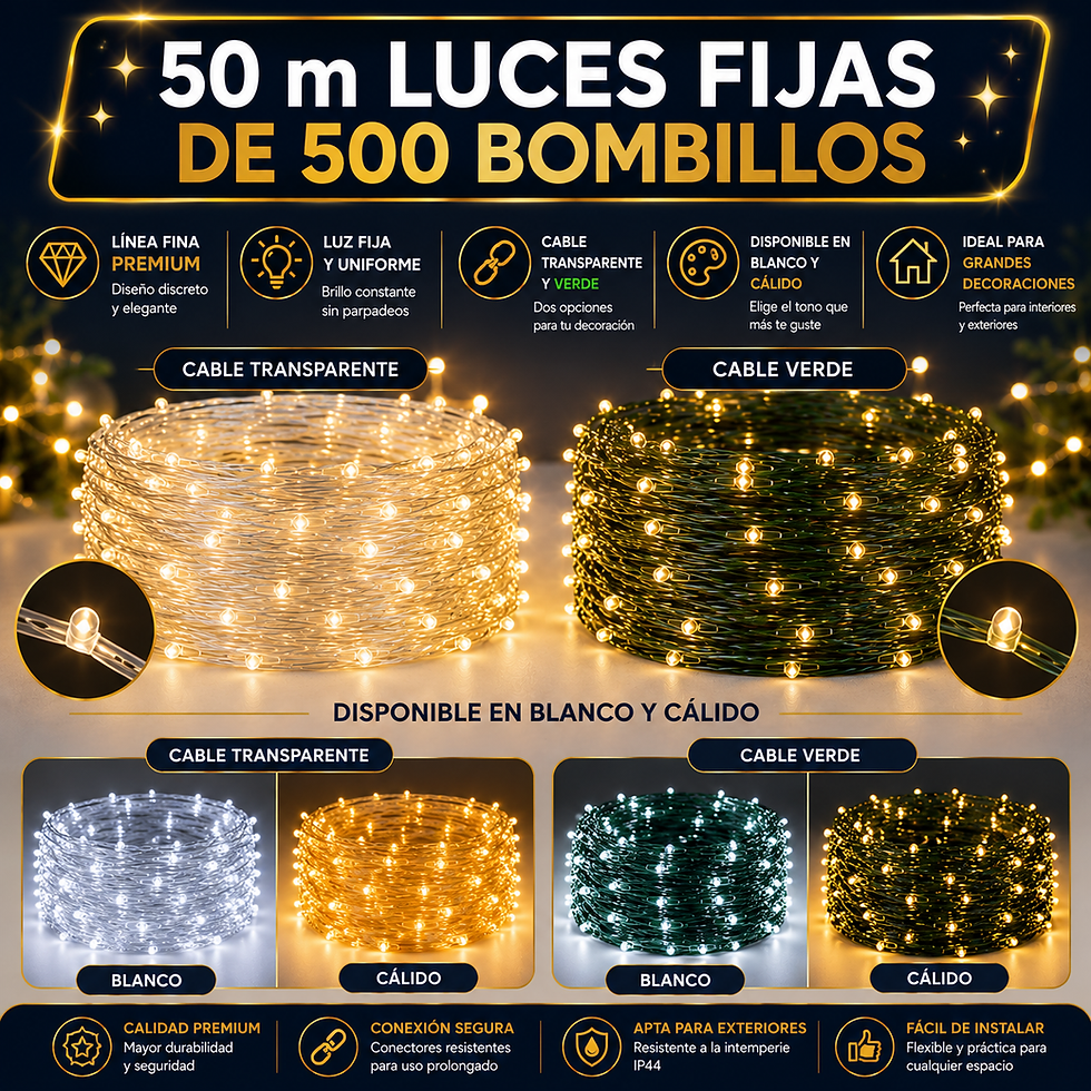 Miniatura: 50 Metros De Luces Premium FIJA Lineal De 50 LED