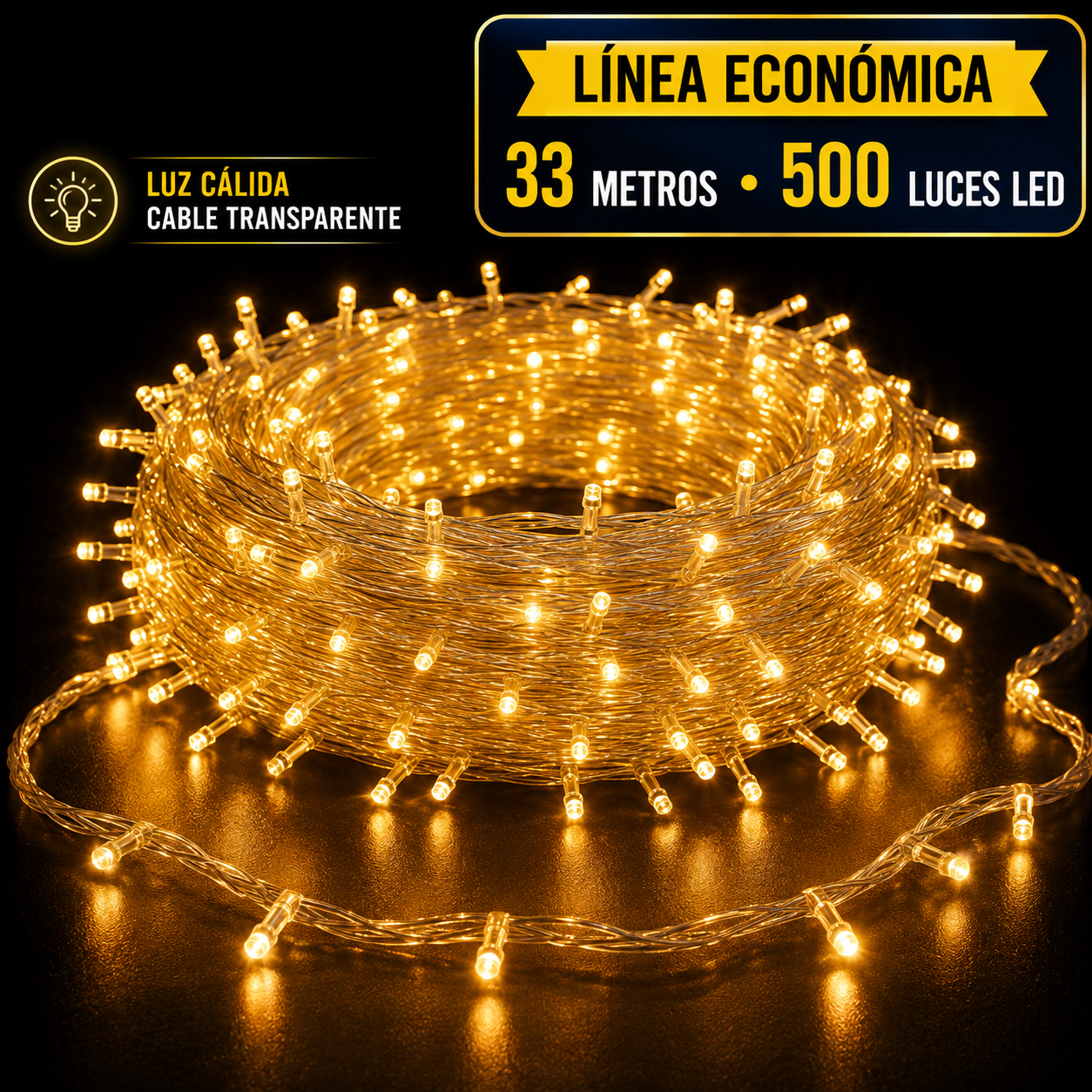 33 Metros De Luces Calidas Lineal Cable transparente De 400 LED ECO