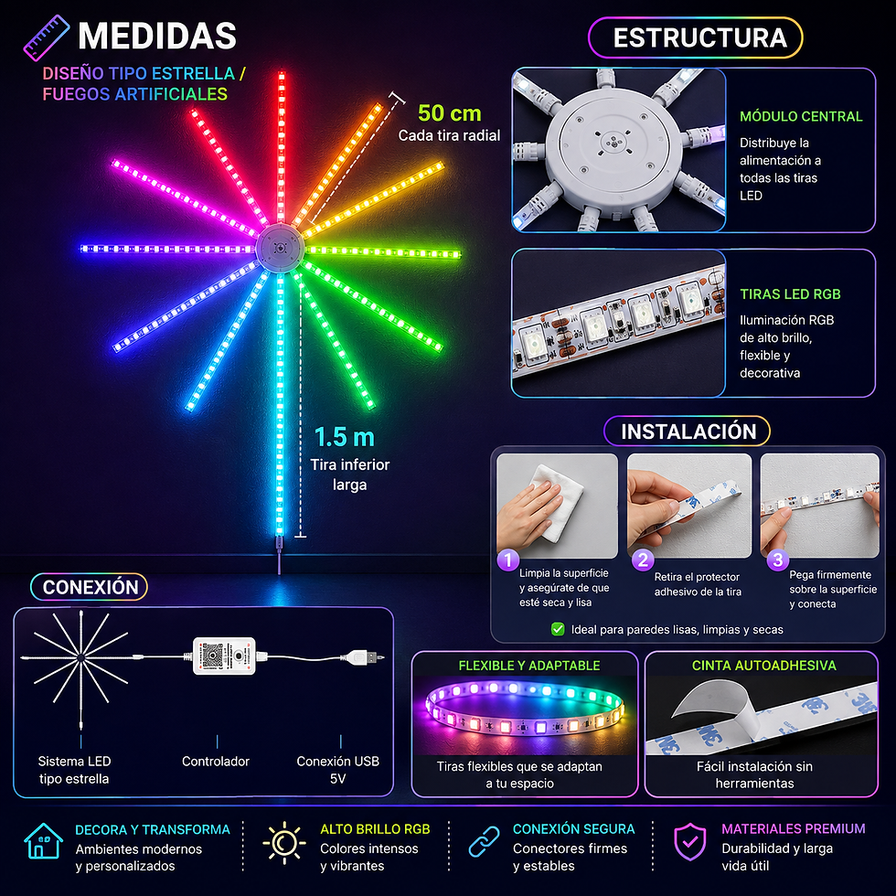 Miniatura: Cinta Estrella LED RGB Estrella Con Control Funciones Inteligente App Musical