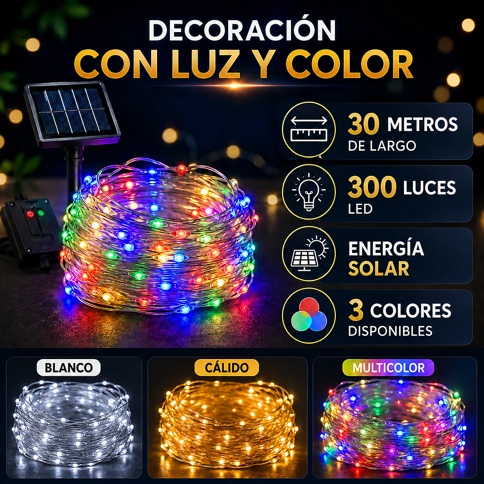 Miniatura: Tira Alambre Solar X 300 LED 30 Metros Panel Mejorado