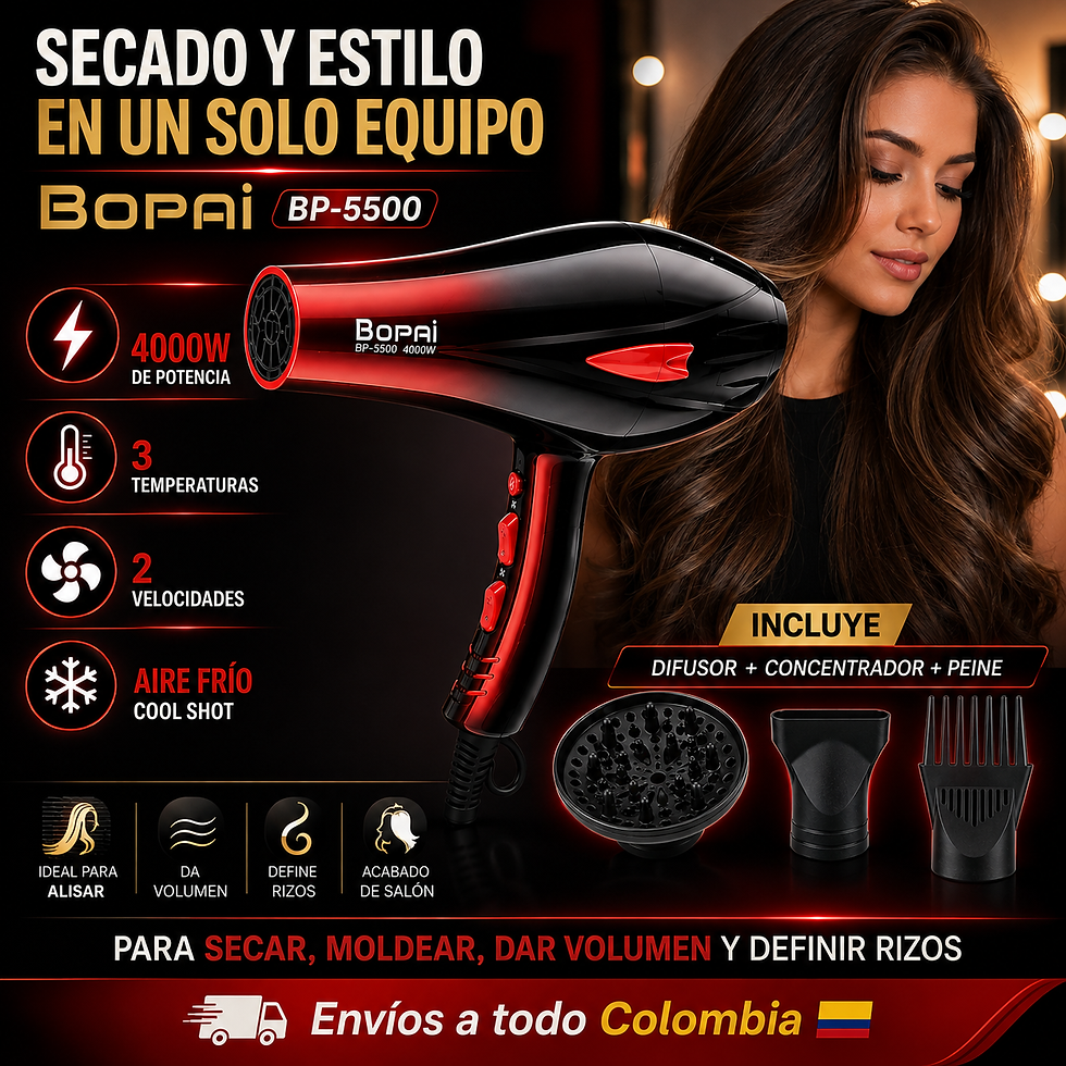 Miniatura: Secador de Cabello Bopai BP-5500 4000W con Difusor y 3 Boquillas