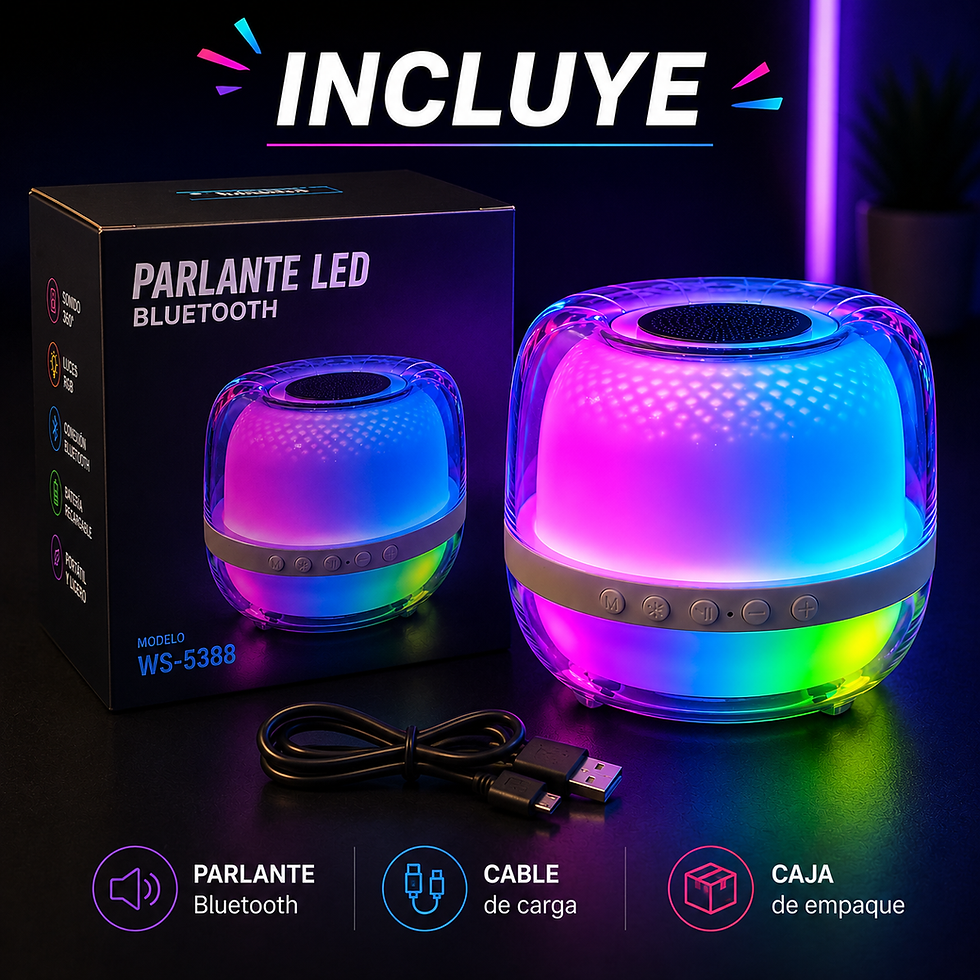 Miniatura: Parlante Bluetooth Transparente WS-5388 con Luces RGB y Sonido 360°