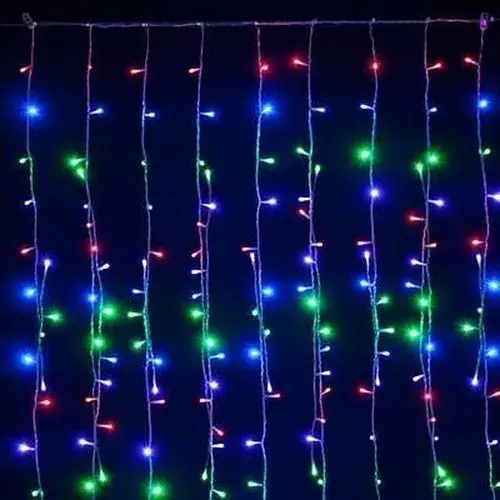 Miniatura: Cortina De Luces Con Panel Solar 3 Metros De Ancho 80 Cms De Caida