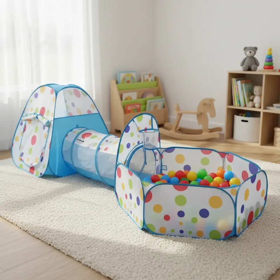 Miniatura: Carpa Infantil 3 en 1 Castillo + Tunel + Piscina de Pelotas